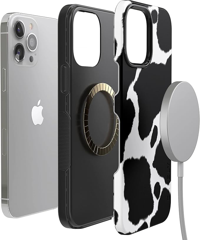 Casely iPhone 14 Case | Current Mood | Cow Print | Compatible with MagSafe | Bold Protective Design