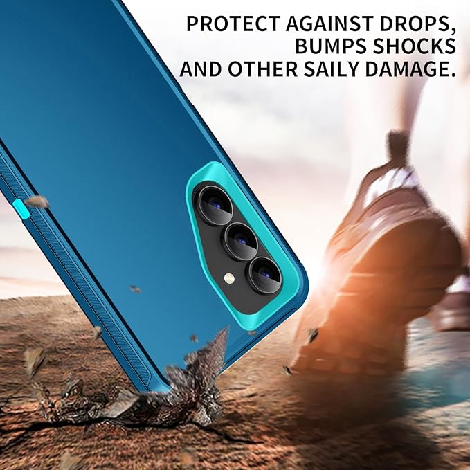 for Galaxy S23 FE 5g Case,Shockproof Dropproof Dustproof 3-Layer Full Body Protection Rugged Heavy Duty High Impact Hard Cover Case for Galaxy S23 FE 6.4 inch,Turquoise