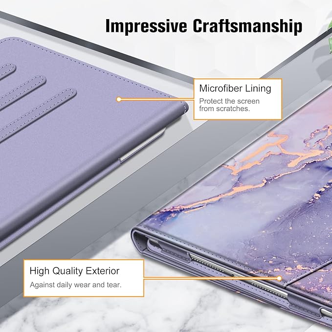 Fintie Case for iPad 9th / 8th / 7th Generation (2021/2020/2019) 10.2 Inch - [Corner Protection] Multi-Angle Viewing Stand Cover with Pocket & Pencil Holder, Auto Sleep Wake, Lilac Marble