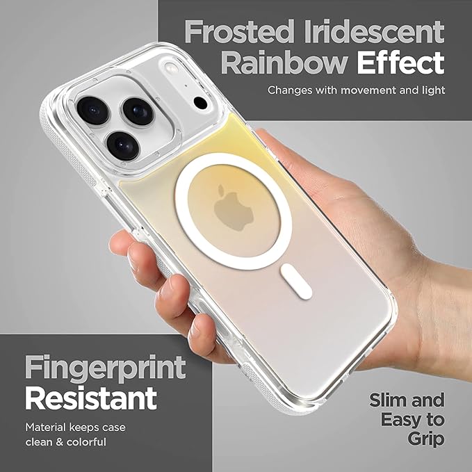 MOWIME Magnetic Case for iPhone 17 Pro [Compatible with Magsafe] [Cute Fashion Fluorescent Design] [1 Screen Protector] Slim Translucent Matte Case for iPhone 17 Pro 6.3" 2025, White