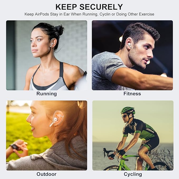 2 Pairs AirPods Ear Hooks for AirPods Pro 3, AirPods Pro 2, AirPods Pro, AirPods 4, 3, 2 & 1, Upgraded Anti Slip Sports Clip Hooks for AirPods 1, 2, 3, 4,Pro, Pro 2, Pro 3 – Transparent