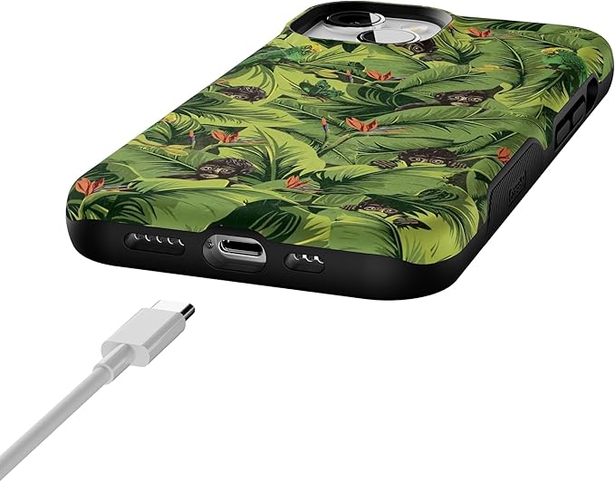Casely iPhone 14 Case | Sneaky Monkeys | Frida Kahlo Floral Jungle | Compatible with MagSafe | Bold Protective Design