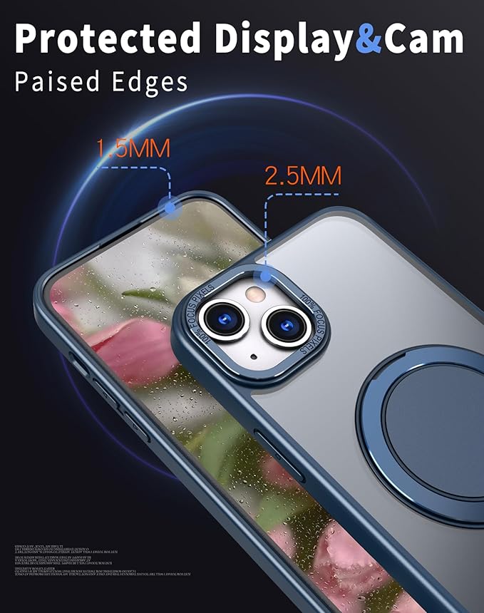 Magnetic Stand Case for iPhone 13/14 [with 2 Tempered Glass Film] [360° Rotation Magnetic Stand] [Compatible with Magsafe] Military-Grade Drop Protection Case, Blue