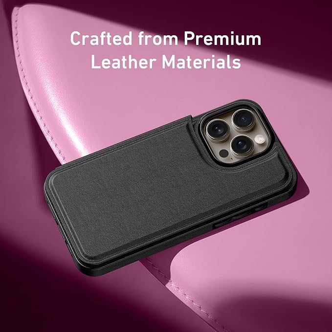 FUNMIKO for iPhone 13 Pro Wallet Case with Card Holder, RFID-Blocking, Military-Grade Protection & UV-Printed Artwork, Magnetic Closure with Leather Kickstand - Black