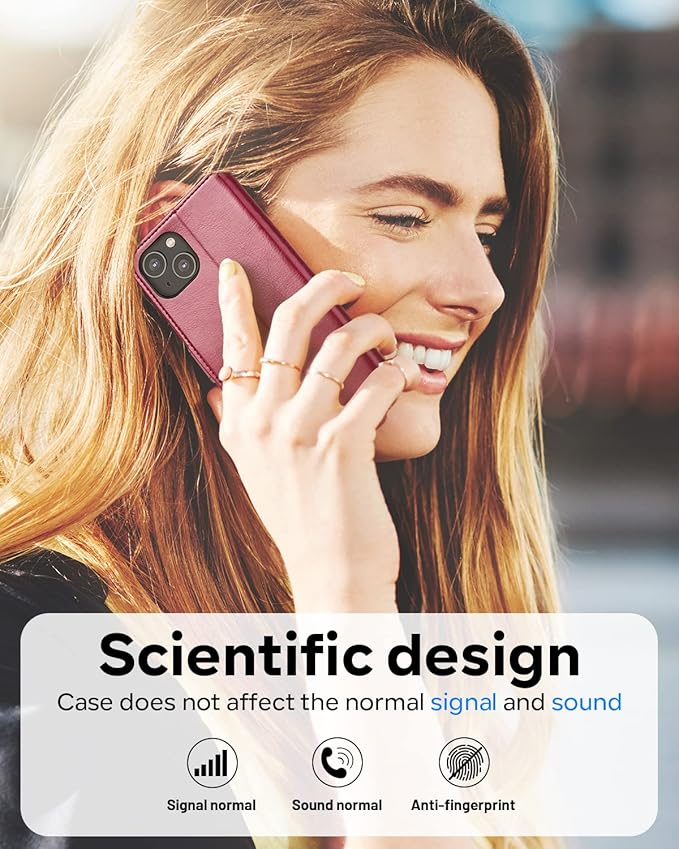 OCASE Compatible with iPhone 14 Wallet Case, PU Leather Flip Folio Case with Card Holders RFID Blocking Kickstand [Shockproof TPU Inner Shell] Phone Cover 6.1 Inch 2022 (Burgundy)