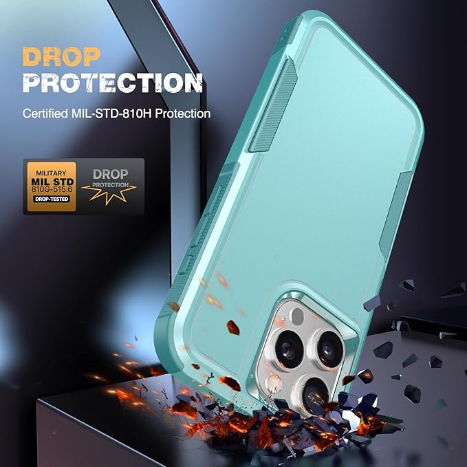 Diaclara Designed for iPhone 13 Pro Max Case, [with Privacy Screen Protector] [Anti Spy] [Military Grade Drop Protection] Heavy Duty Full-Body Shockproof Phone Case, Mint Green
