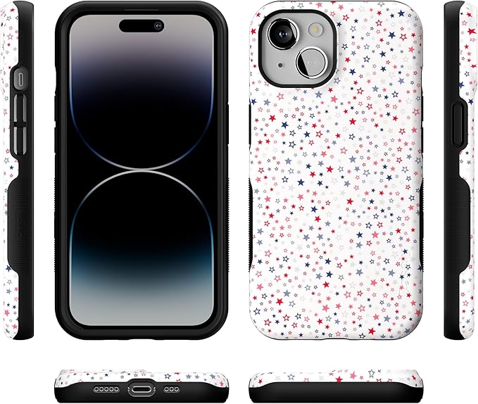 Casely iPhone 14 Case | Seeing Stars | Red, White & Blue | Compatible with MagSafe | Bold Protective Design