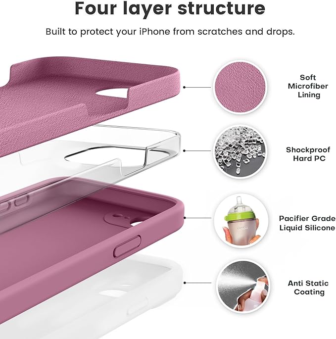 Vooii Compatible with iPhone 16e Case, Liquid Silicone Upgrade [Camera Protection] [Soft Anti-Scratch Microfiber Lining] Shockproof Phone Case for iPhone 16e 6.1 inch - Lavender Purple