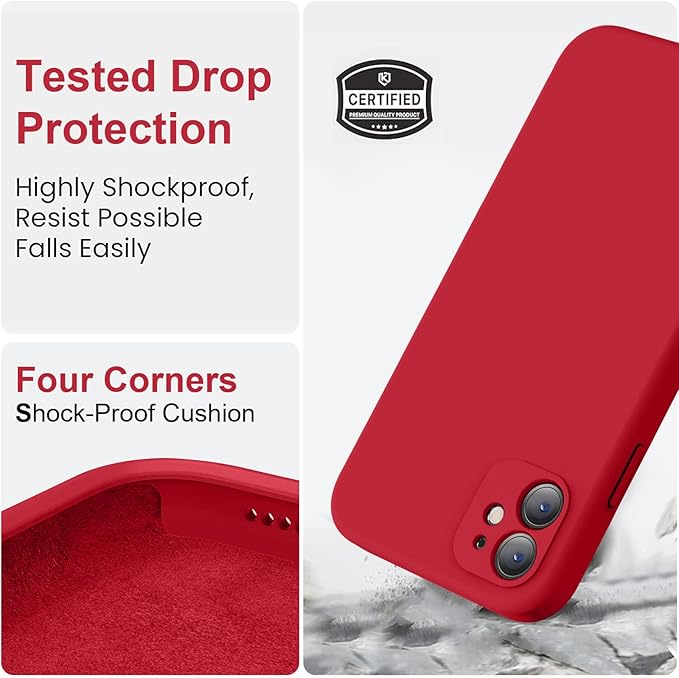 Vooii Compatible with iPhone 11 Case, Upgraded Liquid Silicone with [Flat Edges] [Camera Protection] [Soft Anti-Scratch Microfiber Lining] Phone Case for iPhone 11 6.1 inch - Red
