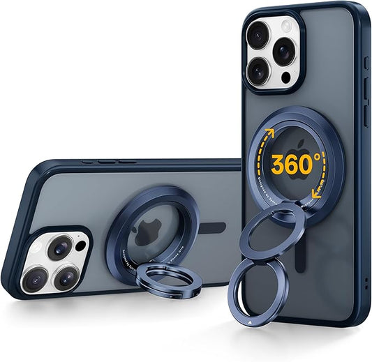 SYNCWIRE Phone Ring Holder Grip for MagSafe, 360° Rotation Magnetic Cell Phone Grip Stand Two-Sided Magnetic Compatible with iPhone 16 15 14 13 12 Pro Max fits MagSafe Accessories - Titanium Blue