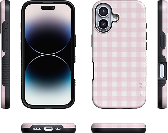 Casely iPhone 17 Case | Pink Plaid | Sunday Best | Compatible with MagSafe | Bold Protective Design