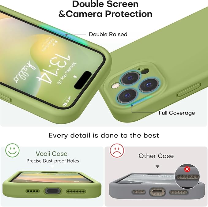 Vooii Compatible with iPhone 16 Pro Max Case, Liquid Silicone Upgrade [Camera Protection] [Soft Anti-Scratch Microfiber Lining] Shockproof Phone Case for iPhone 16 Pro Max 6.9 inch - Cedar Green