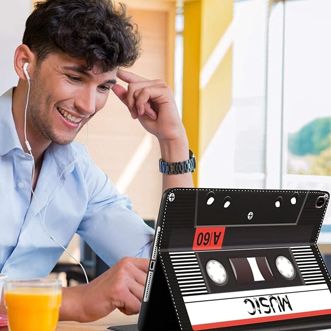 Case for Samsung Galaxy Tab A9 Plus 11 inch 2023，Slim Fit Foldable Standing Cover with Auto Sleep/Wake for Galaxy Tab A9+ 11’2023 (SM-X210/X216/X218)，Retro Audio Cassette Tape