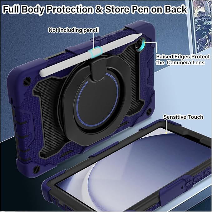 ROISKIN Case for Samsung Galaxy Tab A9 (8.7 Inch) with HD Screen Protector & Shoulder Strap,Kids Friendly Samsung Tablet A9 SM-X110/X115/X117 Case with 360 Kickstand |15ft Drop Protection, Heavy Duty|