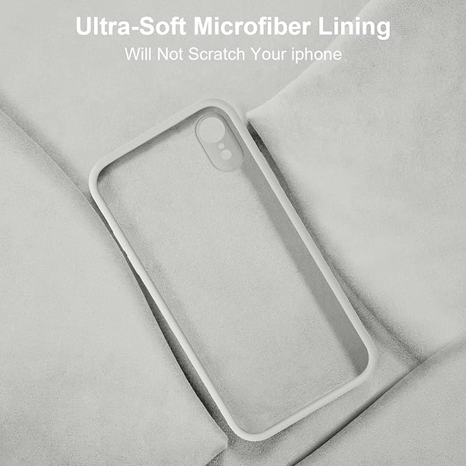 Vooii Compatible with iPhone XR Case, Upgraded Liquid Silicone with [Flat Edges] [Camera Protection] [Soft Anti-Scratch Microfiber Lining] Phone Case for iPhone 10 XR 6.1 inch - Stone