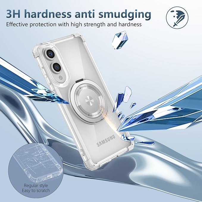 for Samsung Galaxy S25 Edge Case Compatible with MagSafe Magnetic,with Screen Protector,with Kickstand Ring Military Grade Drop Heavy Duty Protection Shockproof for S25 Edge Phone Case Clear