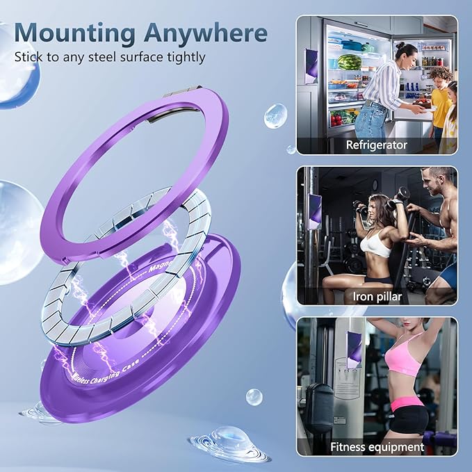 for Samsung Galaxy Note 20 Ultra Case Compatible with MagSafe Magnetic,with 1 Tempered Glass Screen Protector,Built-in 360°Kickstand Ring Military Grade Shockproof Heavy Duty Protection Purple