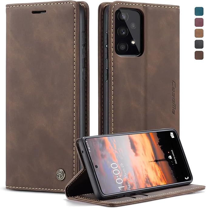 for Samsung Galaxy A33 5G Case, Flip Wallet Leather Case with Card Holder Magnetic Closure Shockproof Kickstand Protective Phone Cases Cover for Samsung A33 5G,Coffee