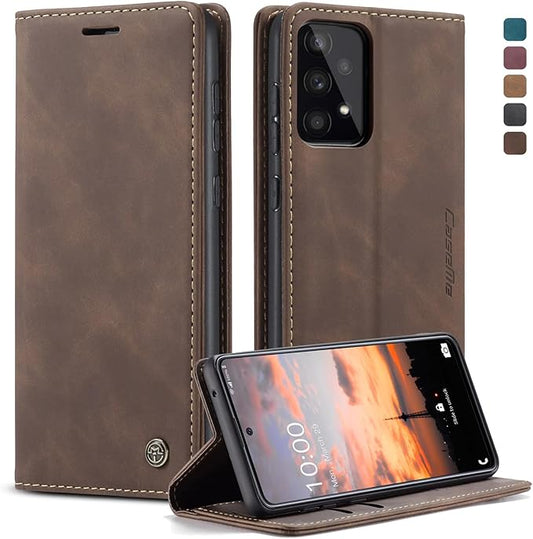for Samsung Galaxy A33 5G Case, Flip Wallet Leather Case with Card Holder Magnetic Closure Shockproof Kickstand Protective Phone Cases Cover for Samsung A33 5G,Coffee