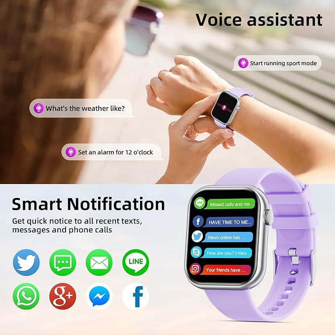 Hwagol Smart Watch (Answer/Make Call) 1.85inch Fitness Tracker, DIY Dials/Pedometer/Calories/Multiple Sport Modes/Voice Assistant, Smart Watches for Men Women Android iOS Phones