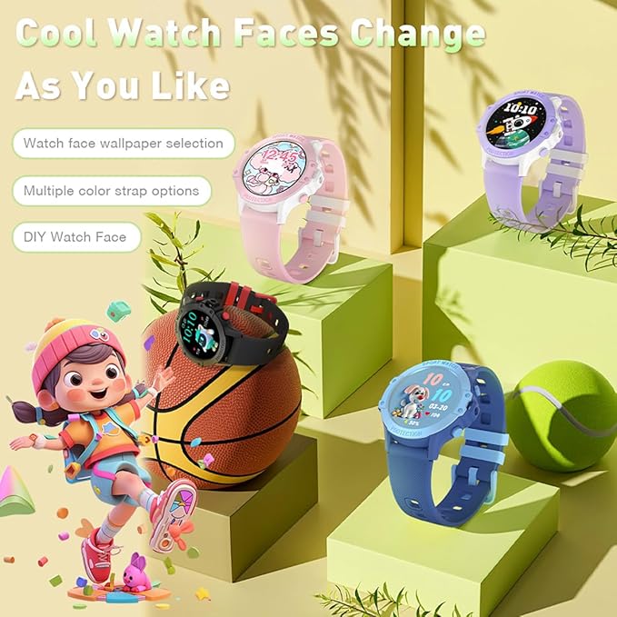 Upgraded Kids2 Smart Watches for Kids, 1.27" HD Screen Game Smart Watch for Boys Girls, IP67 Waterproof, Heart Rate/Sleep Monitoring, Sports Modes Activities Tracker, Compatible for Android iOS