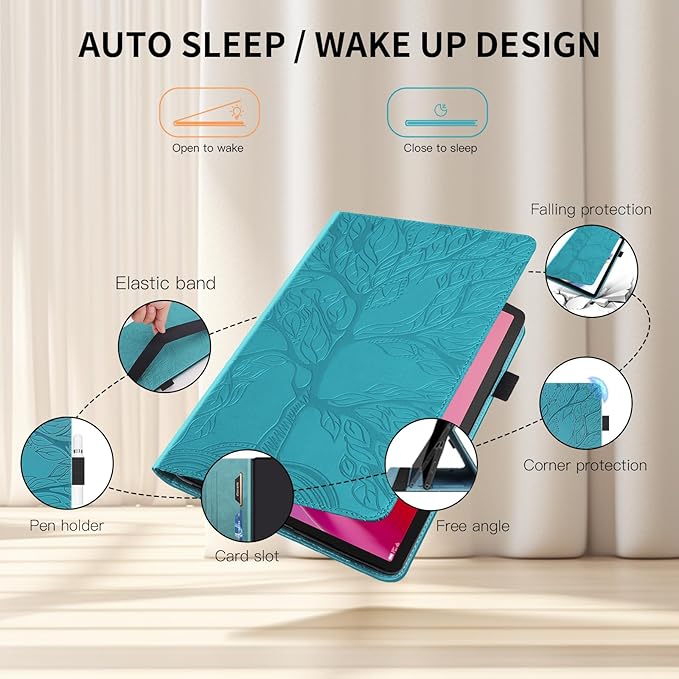 Tablet case for Lenovo Tab M11 TB-330fu/330ku, Unique Tree Design with Hidden Card Slots, Slim and Lightweight with Magnetic Auto Sleep, Precise Cutouts Case Compatible with Lenovo Tablet M11 Blue