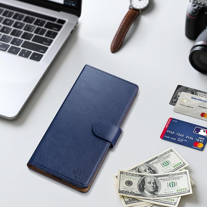 Wallet Case for Samsung Galaxy S25 5G Magnetic Flip Leather Folio Cover with RFID-Blocking Credit Card Holder, Women Men Protective Phone Case Compatible with Samsung S25, Blue