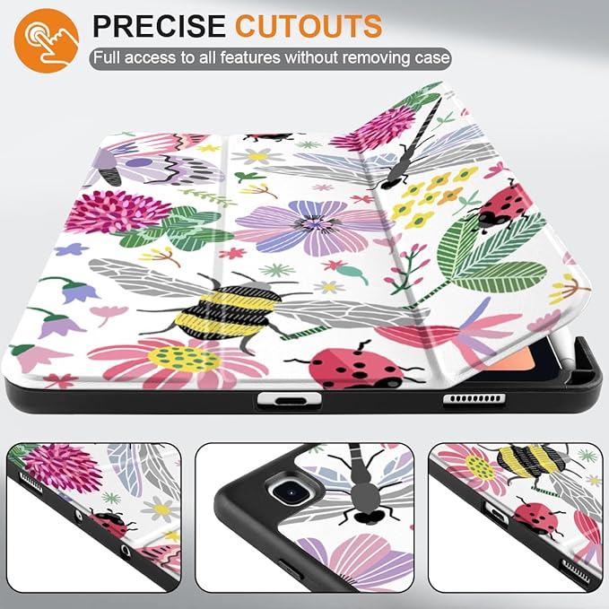 DONGKE Case for Samsung Galaxy Tab S6 Lite 10.4 Inch 2024/2022/2020, Trifold Stand + S Pen Holder + Auto Wake/Sleep + Soft TPU Protective Stand Back Cover, Dragonfly