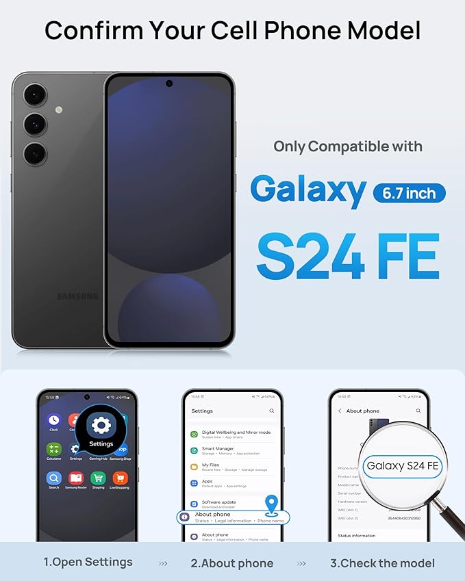 for Samsung Galaxy S24 Fe Case with Card Holder, Built-in & Kickstand & Camera Cover, Full Body Protective Rugged Multifunctional Wallet Stand Phone Cover Case for S24 Fe 6.7" 2024, Black