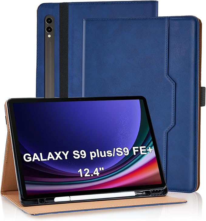 Case for Samsung Galaxy Tab S10+ Plus 2024 / S9 FE+ Plus/ S9+ Plus 12.4 Inch 2023 Magnetic Multi-Angle Leather Folio Stand Shell Folio with Card Holder Galaxy Tab S9+/S9 FE+,Blue