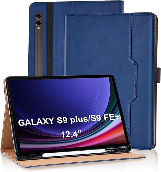 Case for Samsung Galaxy Tab S10+ Plus 2024 / S9 FE+ Plus/ S9+ Plus 12.4 Inch 2023 Magnetic Multi-Angle Leather Folio Stand Shell Folio with Card Holder Galaxy Tab S9+/S9 FE+,Blue