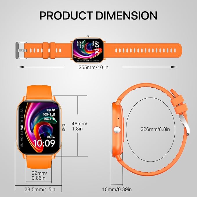 WalkerFit Smart Watch for Women/Men, 2.01'' HD Smartwatch with Bluetooth Call, 100+Sport Modes, Sleep Monitoring, IP67 Waterproof, Music Control for iPhone/Android, Fitness Tracker with Pedometer