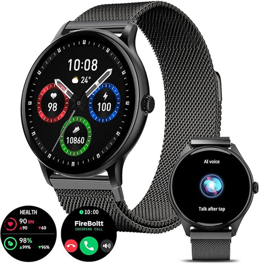 Fire-Boltt Phoenix Ultra Luxury Stainless Steel, Bluetooth Calling Smart Watch, AI Voice Assistant, Metal Body with 120+ Sports Modes, SpO2, Heart Rate Monitoring (Dark Grey).