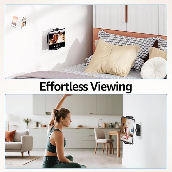 Urmust Universal Tablet Wall Mount Holder, 360° Adjustable, for 4.7-13" Devices, iPad, Galaxy Tab,Sturdy Aluminum Wall Phone Holder, ipad Wall Mount for Home, Office & Public Spaces