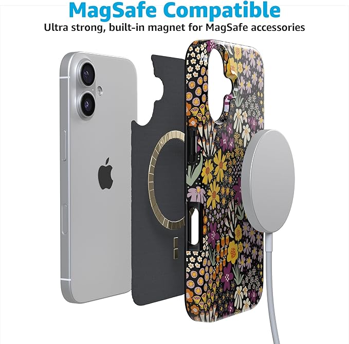 Casely iPhone 17 Case | Falling for You | Plum Floral | Compatible with MagSafe | Classic Ultra Slim Design
