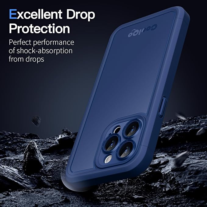 COOLQO Magnetic for iPhone 13 Pro Max Case, Compatible with MagSafe, Dual Layer Design Military Grade Protection, Translucent Matte Scratch-Resistant Back Protective Shockproof Phone Case, Blue