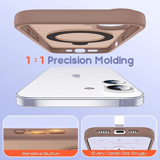 Designed for iPhone 15 Case with Magnetic Ring Stand [Compatible with Mag-Safe] [Military Drop Protection] Shockproof Translucent Phone Cover 6.1" for Women Men,Brown