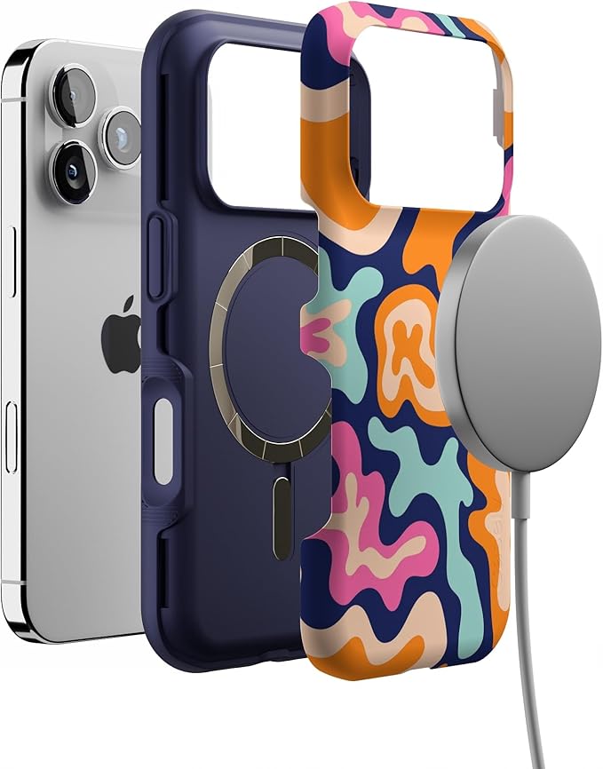 Casely iPhone 17 Pro Case | Midnight Color Splash | Abstract Retro | Bold Protective Design | Compatible with MagSafe