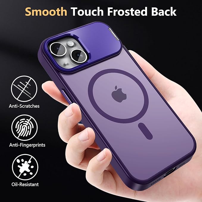 Innaght Magnetic for iPhone 15 Case with Stand,Compatible with MagSafe,Rugged,Heavy Duty,Protective Case Kickstand,[Built-in Invisible Stand],Purple