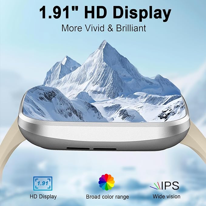 Smart Watch(Answer/Make Call), 1.91" Smartwatch for Men Women, 2025 New Fitness Watch with 110+ Sport Modes, Fitness Activity Tracke with Pedometer/Sleep Monitor/Heart Rate/IP68 Waterproof, Beige