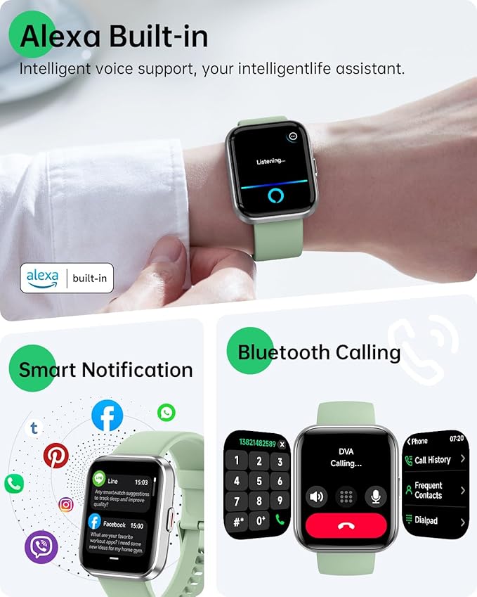 Smart Watches for Women and Men - Smart Watch Compatible for iPhone Android Phone,Alexa,Call & Notification Alerts,Heart Rate & Sleep Monitor,3 ATM Waterproof 1.83 Inches Fitness Tracker