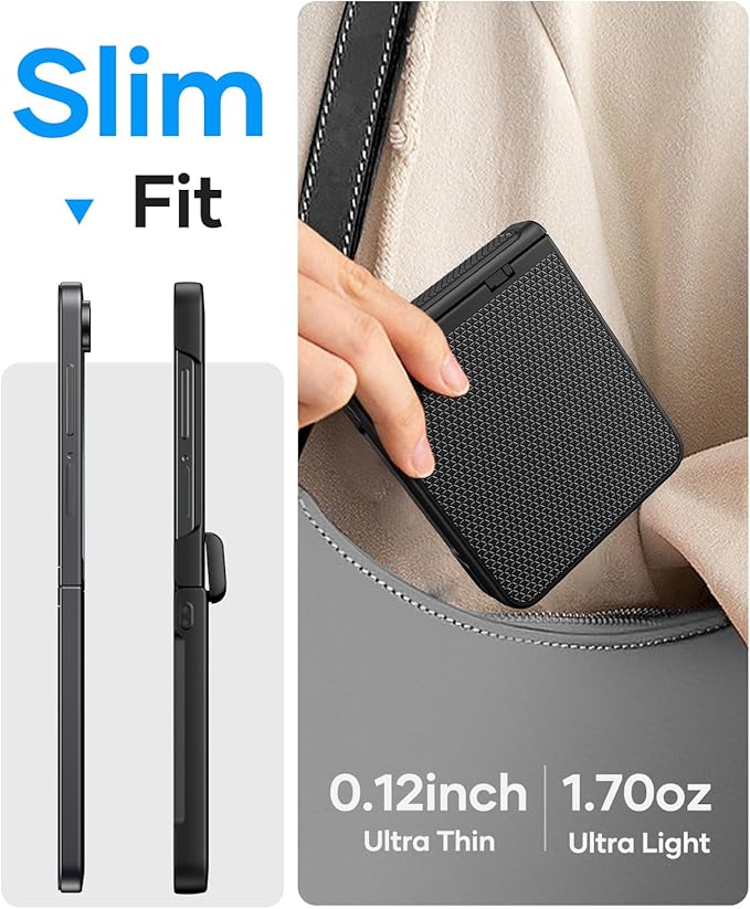 Vihibii for Samsung Galaxy Z Flip 7 Case, [Compatible with MagSafe], Outer Screen Protector & Rugged Hinge Protection & Non-Slip Texture, Shockproof Phone Case for Samsung Galaxy Z Flip 7 2025, Black