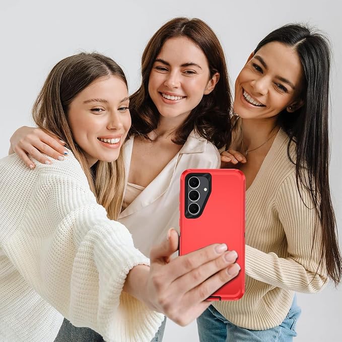 for Samsung Galaxy S25 FE Case Heavy Duty Protective Shockproof Dropproof 3-Layer Full Body Protection [Without Screen Protector] Tough Rugged Case for Galaxy S25 FE,Red/Black