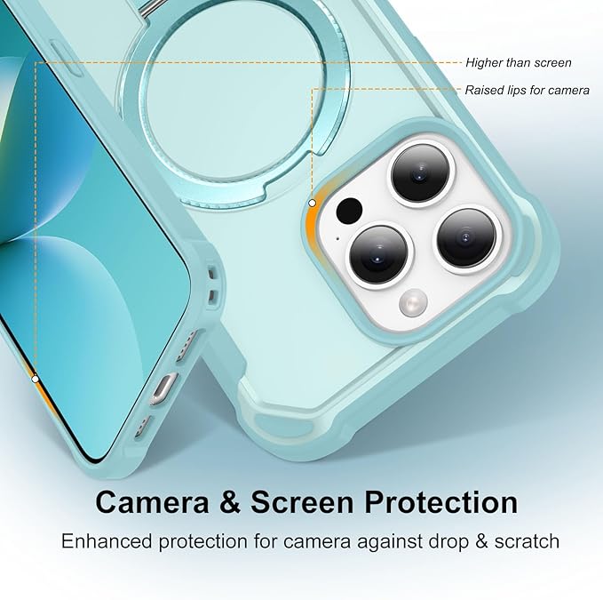 Compatible with iPhone 15 Pro Case with Invisible Magnetic Ring Stand [Compatible with Magnetic] [Military Drop Protection] Shockproof Slim Hard Back Soft Edge Case 6.1 Inch, Blue