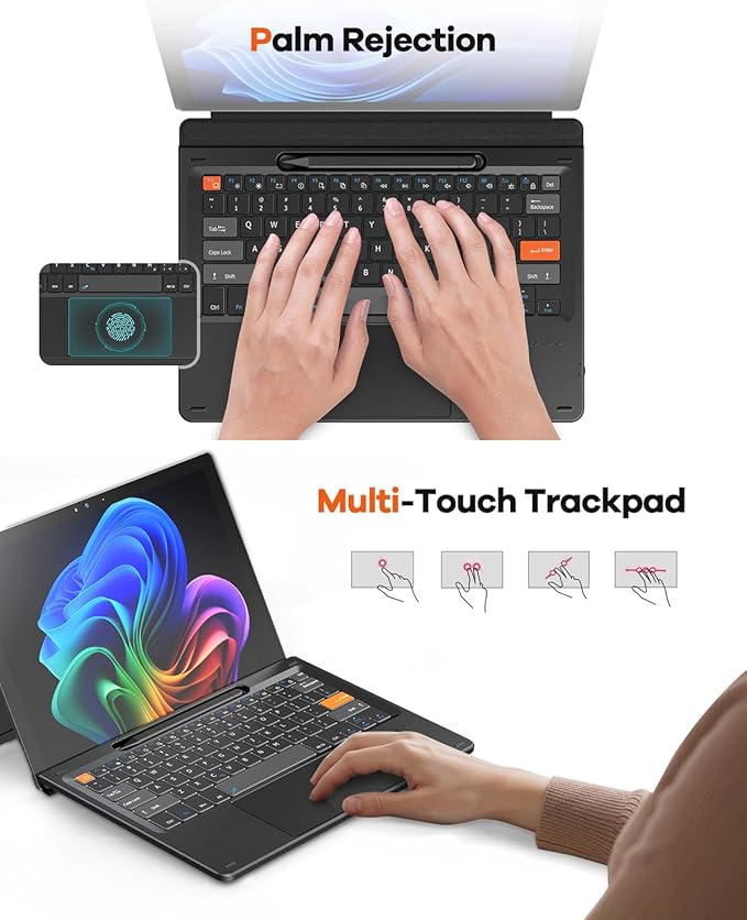 Doohoeek Surface Pro 11/10/9/8/X 13 Inch Keyboard, Bluetooth Keyboard with Touch Pad & Pen Slot & Lighting Keys Compatible with Surface Pro 13" Copilot+, Ultra-Slim Wireless Keypad for Windows 11