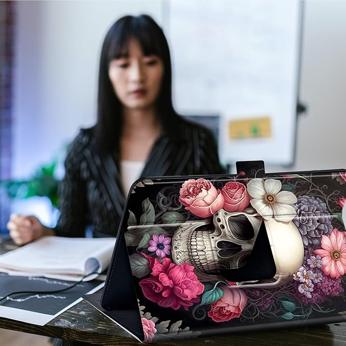 Case for Lenovo Tab P11 Pro Gen 2 11.2" 2022,Mxfdegf 360 Degree Rotating Stand and Magnetic Closure Case for 11.2 inch Lenovo Tab P11 Pro 2nd Generation,Rose Flower Skull