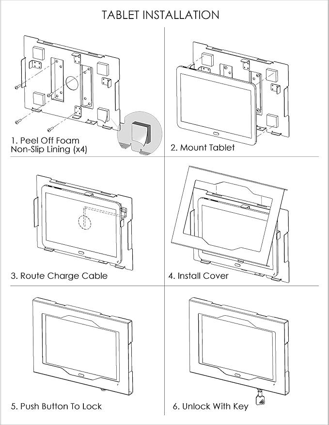 TABcare Locking Anti-Theft Metal Case for Samsung Galaxy TAB 8.7" Tablet for Kiosk, POS, Store, Show Display, Time Clock (TAB A7 Lite SM-T220, Black)