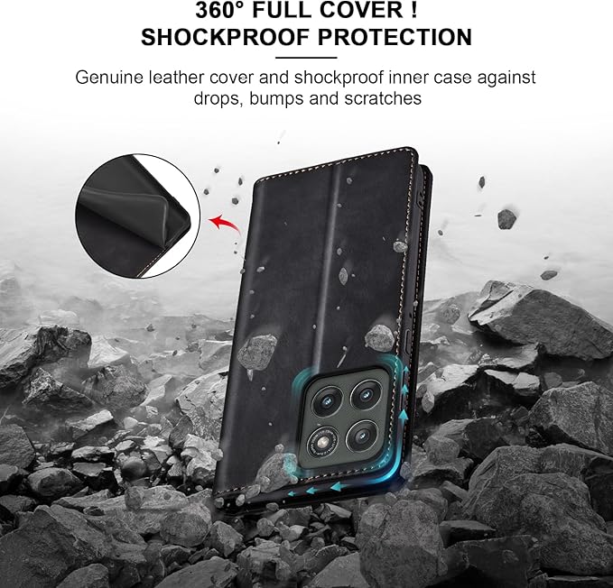 Jasonyu Flip Wallet Case for Motorola Edge (2025)/Edge 60/60 Pro/60 Fusion,Leather Magnetic Folio Cover with Card Holder,Kickstand - TPU Shockproof Durable Protective Phone Case,Black