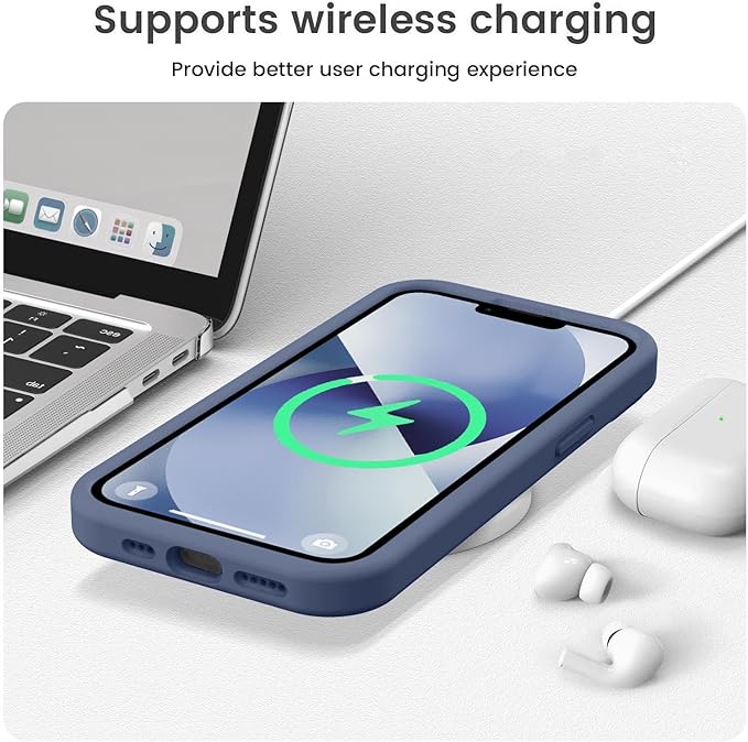 Vooii Compatible with iPhone 13 Case, Liquid Silicone Upgrade [Camera Protection] [Soft Anti-Scratch Microfiber Lining] Shockproof Phone Case for iPhone 13 6.1 inch - Navy Blue