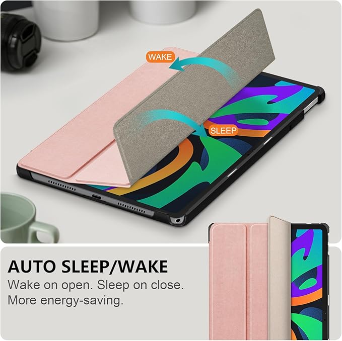 Case Compatible with Lenovo Tab M11 2023 TB-330FU / Lenovo Xiaoxin Pad 2024 TB-331FC 11 Inch Tablet,Slim Lightweight Trifold PC Cover with Auto Wake/Sleep Function,Rose Gold
